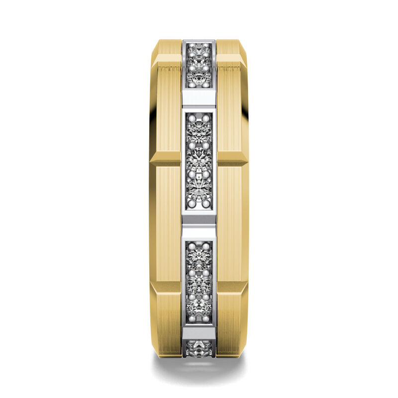 Men's MFIT 1/2ctw. Diamond Wedding Band in 10k White & Yellow Gold image number null