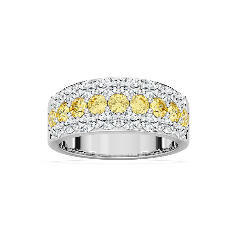 Lab Grown Yellow and White Diamond 2ctw. Multi Row Wedding Ring in 14k White Gold image number null
