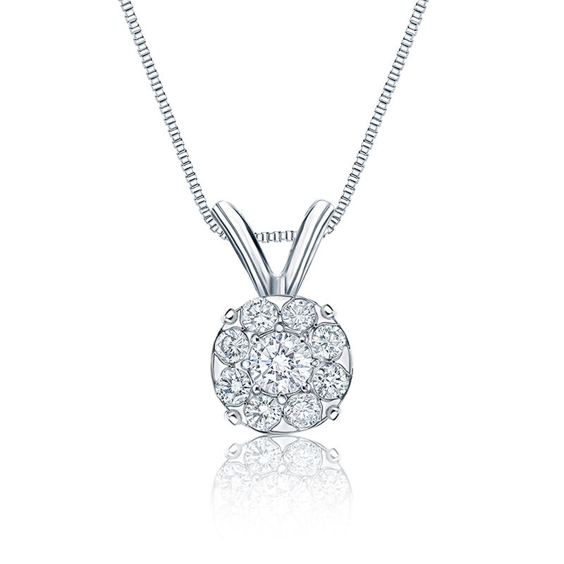 Diamond &#189;ct. t.w. Halo Pendant in 14k White Gold image number null