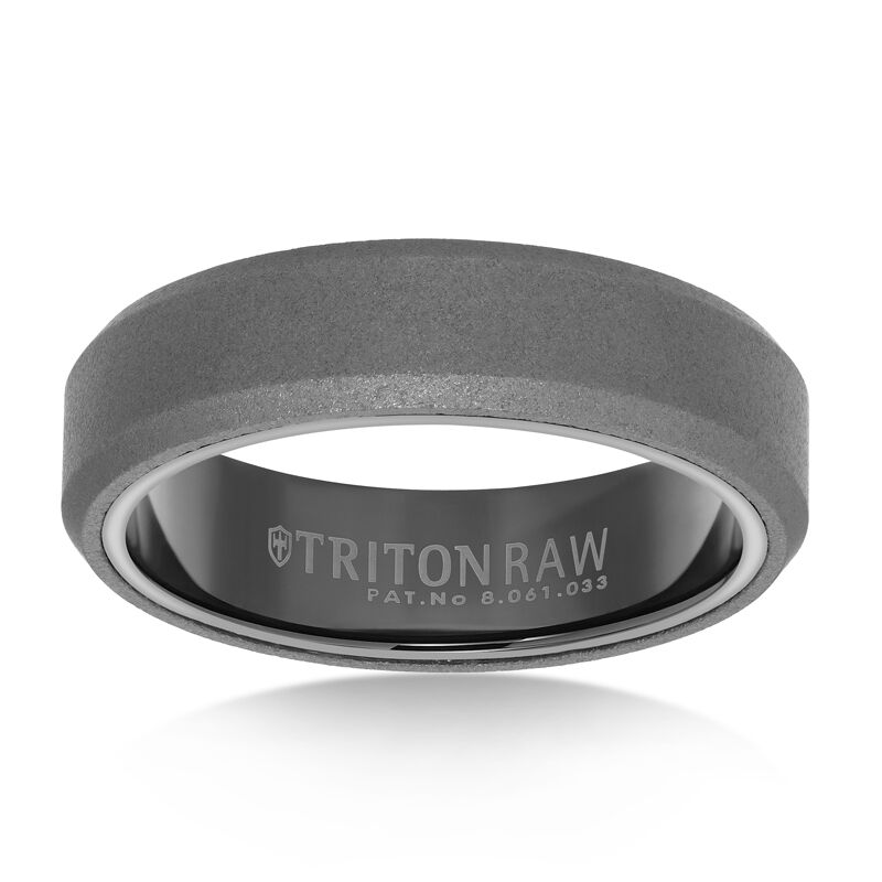 TritonRAW Tungsten Flat Matte Men's Band with High Polished Black Tungsten Edges and Interior image number null