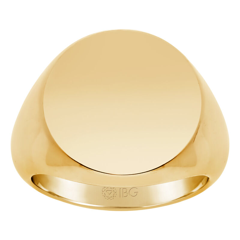 Round Satin Top Signet Ring 18x18mm in 14k Yellow Gold image number null