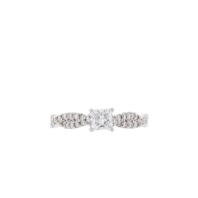 Lab Grown Princess-Cut Diamond 1ctw. Twist Bridal Set in 10k White Gold image number null