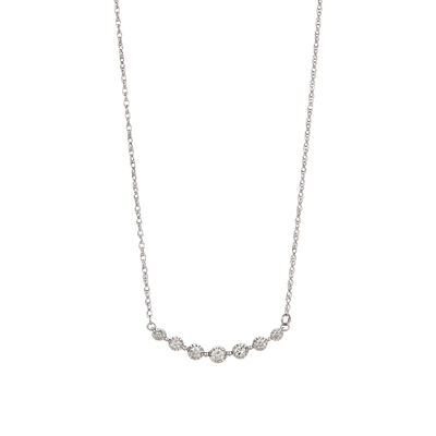 Curved Bezel-Set Round Diamond Necklace in 10k White Gold