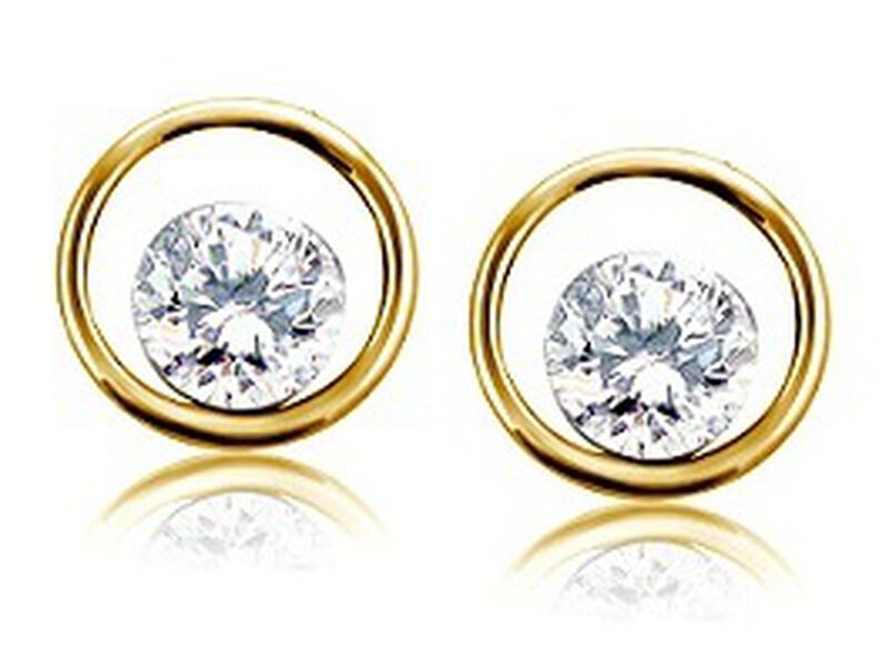 Brilliant-Cut Lab Grown 1tw. Diamond FG VS Floating Stud Earrings in 10k Yellow Gold image number null