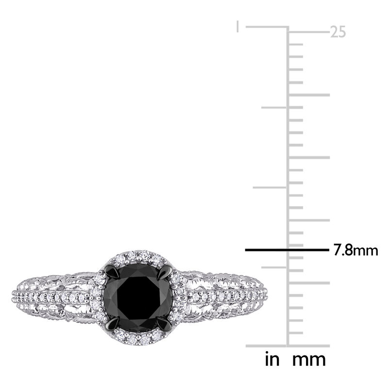 Black Diamond Heart Ring in 10k White Gold image number null