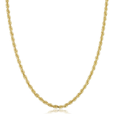 Hollow Rope 24" Chain 3.8mm in 10k Yellow Gold