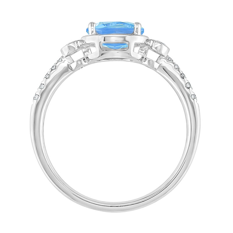 Oval-Cut Blue Topaz & Diamond East to West Ring in 10k White Gold image number null