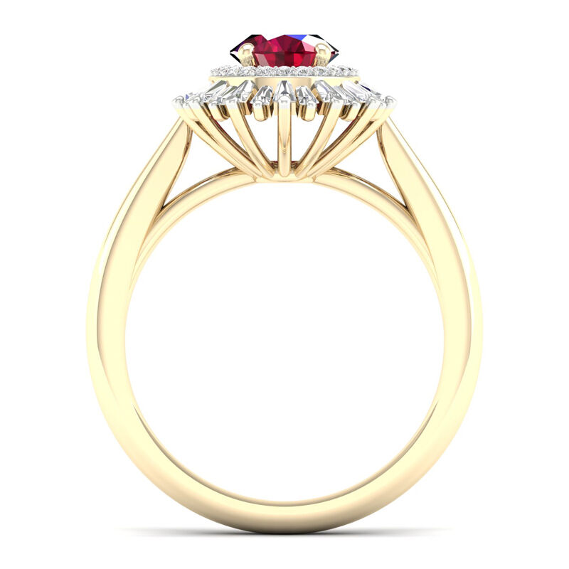 Oval Ruby & Diamond Ballerina Ring in 10k Yellow Gold image number null