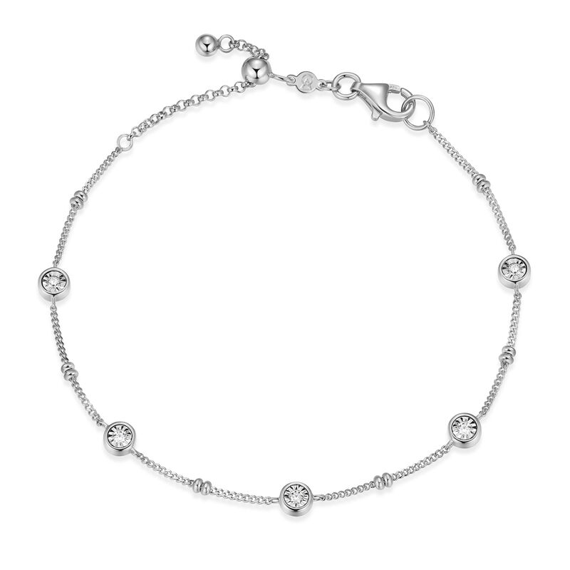 Lab Grown Diamond Bezel Station Chain Bracelet in Sterling Silver image number null