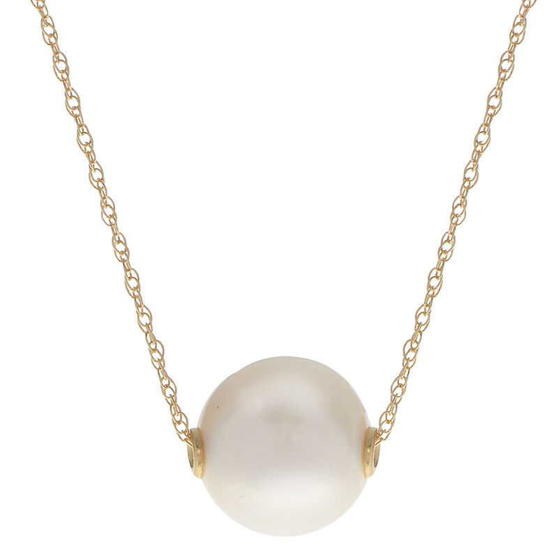 Imperial Pearl 10k Yellow Gold White Freshwater Pearl Necklace (9-10 mm) image number null