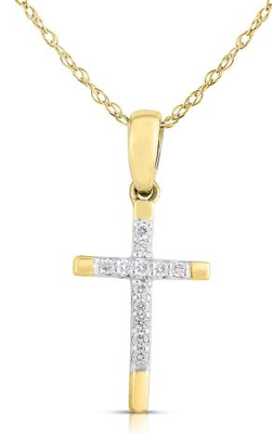 Diamond Cross Pendant in 10k Yellow Gold