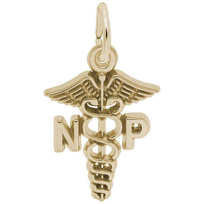  Nurse Practitioner Charm in Gold Plated Sterling Silver