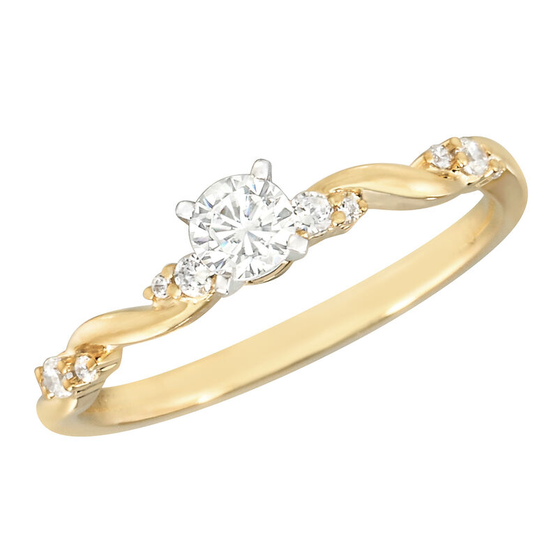 Round Lab Grown Diamond 1/3ctw. Twist Engagement Ring in 10k Yellow Gold image number null