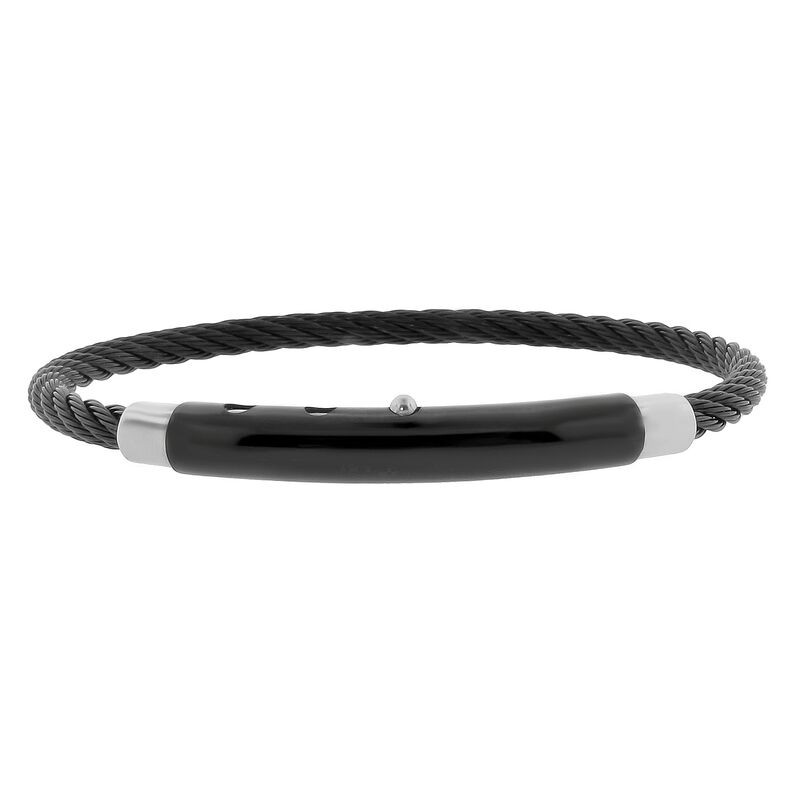 Men's Stainless Steel Black Cable Bracelet image number null