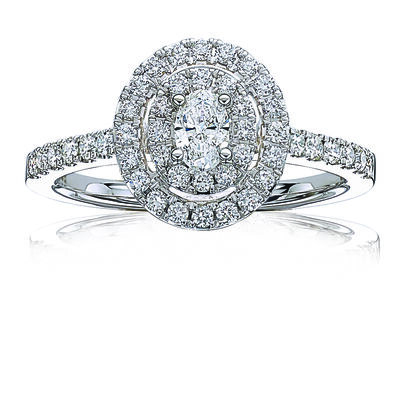 Eliza. Oval Diamond Double Halo Engagement Ring in 14k White Gold