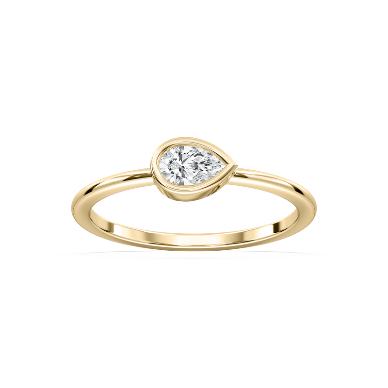 Pear Lab Grown Diamond East West Bezel Petite Solitaire Engagement Ring in 10k Yellow Gold image number null