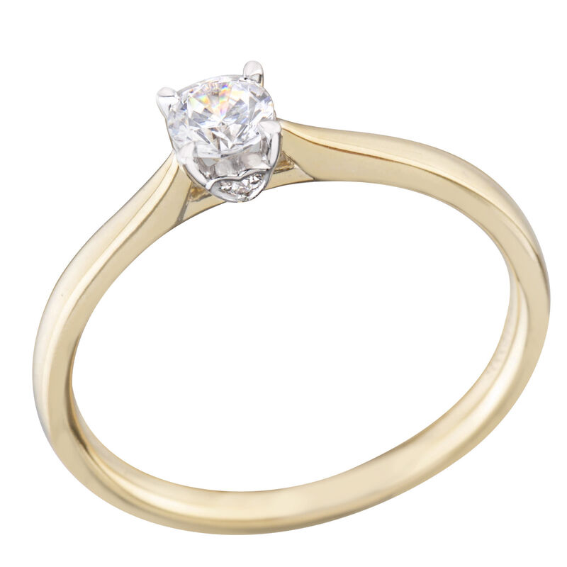 Round Lab Grown Diamond 1/4ctw. Heart Peekaboo Promise Ring in 10k Yellow Gold image number null