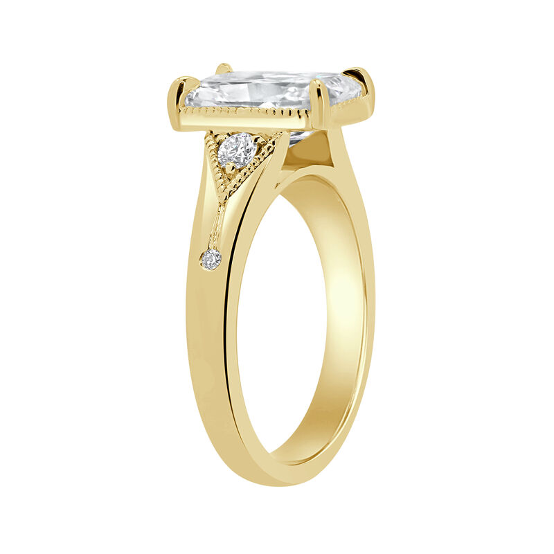 Old Mine Elongated Cushion Lab Grown Diamond 3 1/8ctw. Bezel Set Engagement Ring in 14k Yellow Gold image number null