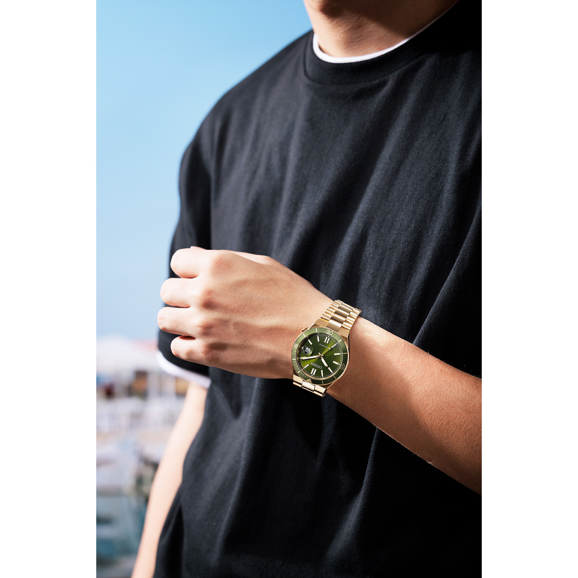 Citizen TSUYOSA Shore Automatic Green Dial Gold Tone NJ0232-53X