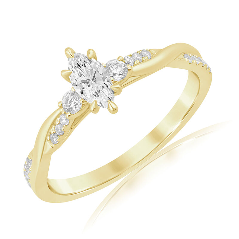 Marquise Lab Grown Diamond 1/2ctw. Twist Engagement Ring in 10k Yellow Gold image number null