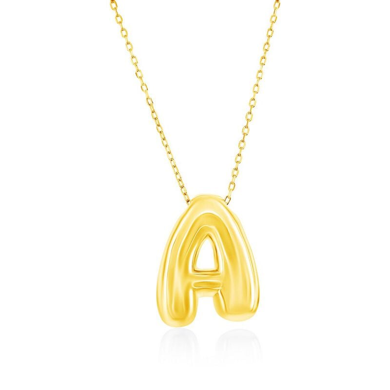 Bubble Letter Initial A in Gold Plated Sterling Silver image number null