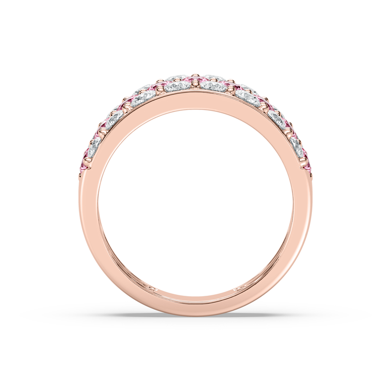 Lab Grown Pink and White Diamond 2ctw. Multi Row Wedding Ring in 14k Rose Gold image number null