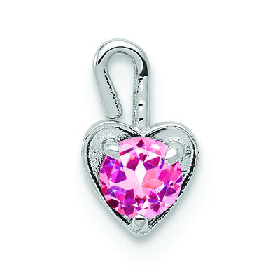 October Synthetic Birthstone Heart Charm in 14k White Gold