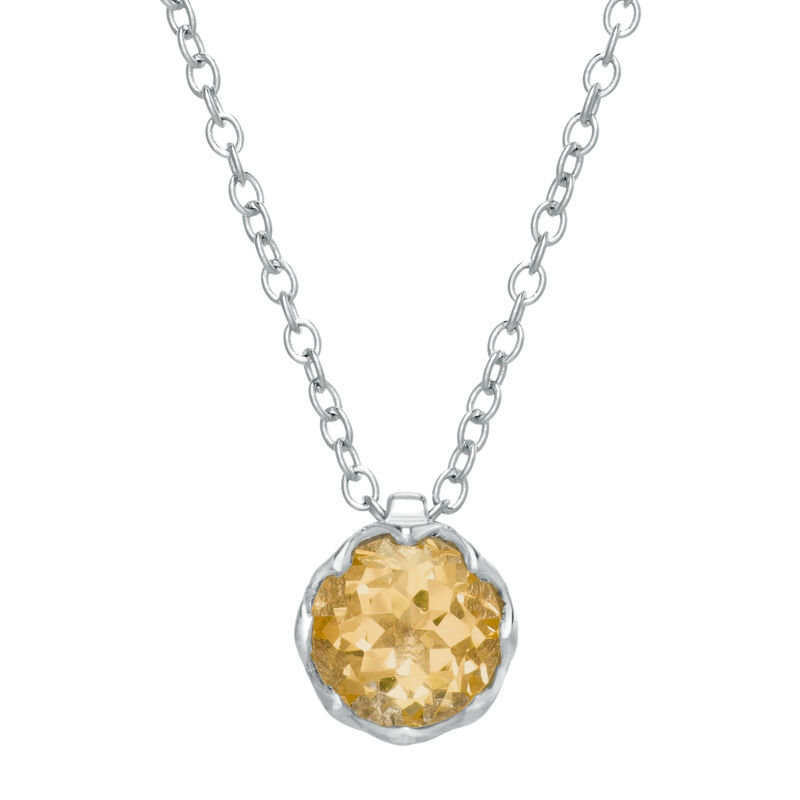 Round Citrine Gemstone Pendant in Sterling Silver image number null