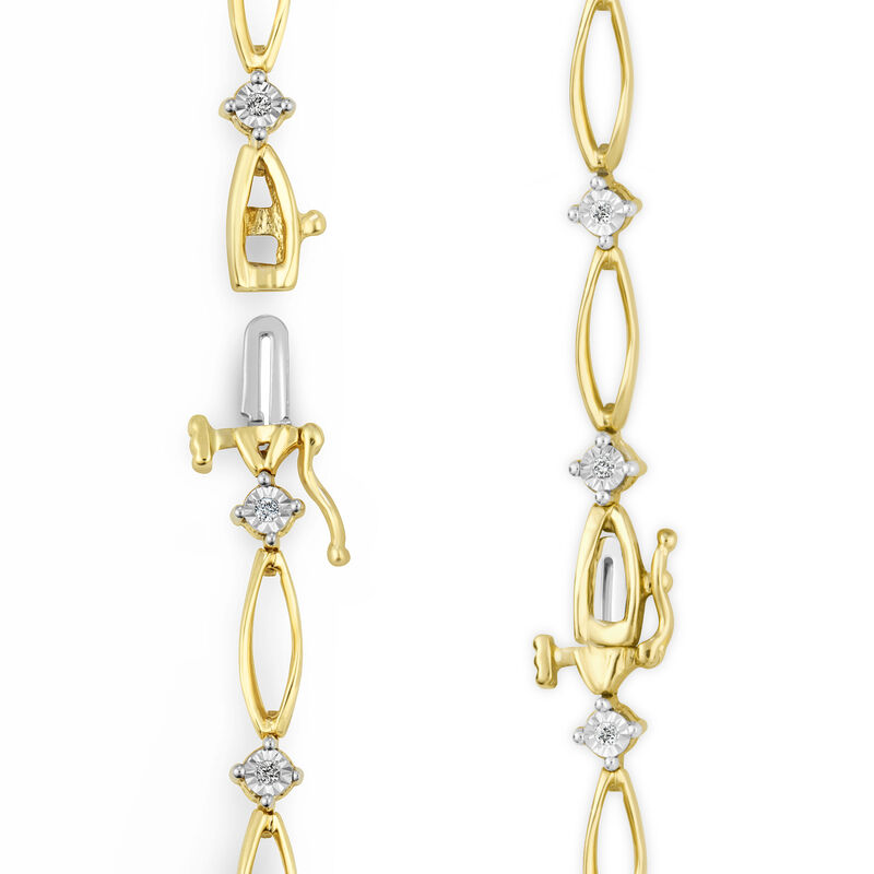 Marquise-Shape Diamond Link Bracelet in 10k Yellow Gold image number null