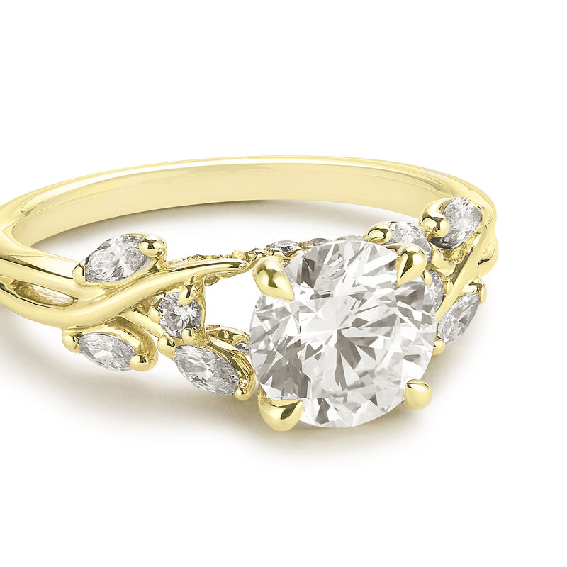 Brilliant-Cut Lab Grown 1.5ct. Diamond With Marquise & Brilliant-Cut Accents Engagement Ring in 14k Yellow Gold image number null