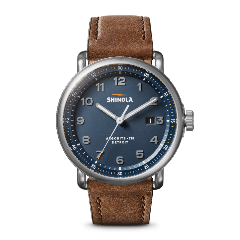 Shinola Men's Canfield Stainless Steel Blue Dial Tan Leather Strap 43mm Watch S0120273241 image number null
