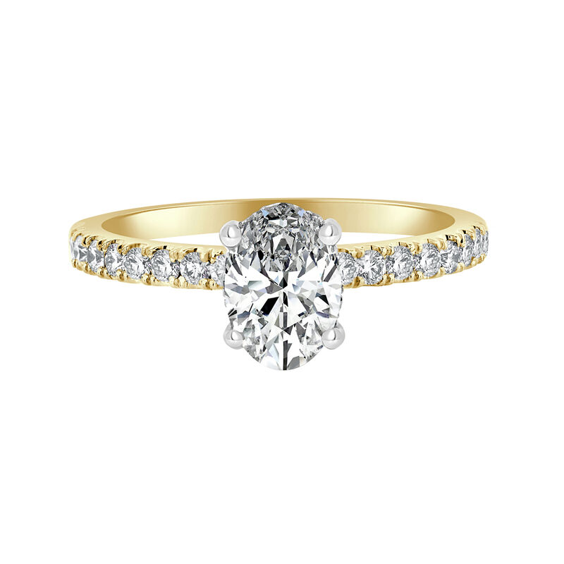 Gianna. Lab Grown 1 1/3ctw. Diamond Oval Hidden Halo Engagement Ring in 14k Yellow & White Gold