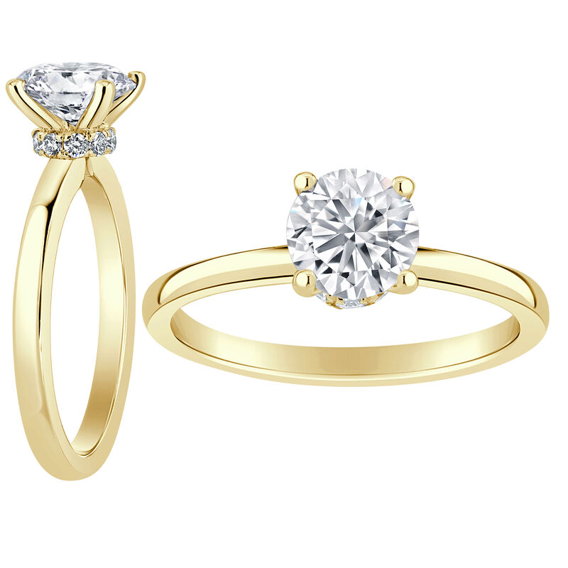 Brilliant-Cut Lab Grown 1ct. EF VS Diamond Ribbon Halo Solitaire Engagement Ring in 14k Yellow Gold image number null