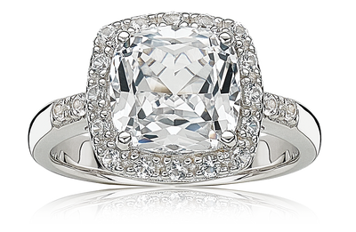 Created White Sapphire Sterling Silver Ring