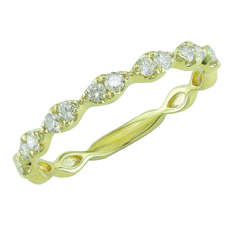 Round Natural Diamond 1/3ctw. Scallop Stackable Ring in 14k Yellow Gold image number null