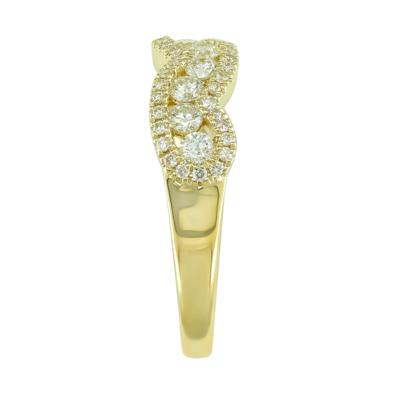 Diamond 3/4ctw. Scalloped Contour & 14k Yellow Gold Anniversary Ring image number null