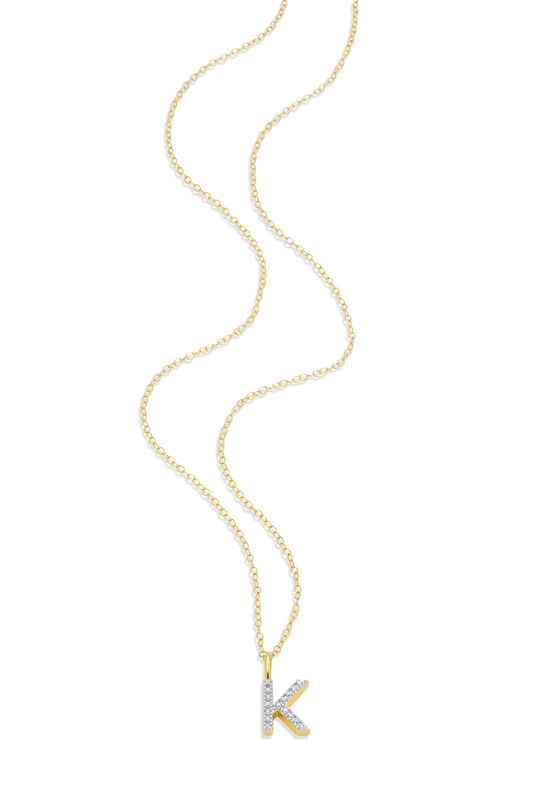 Lab Grown Diamond Letter K Initial Pendant Necklace in 14k Yellow Gold Plated Sterling Silver image number null