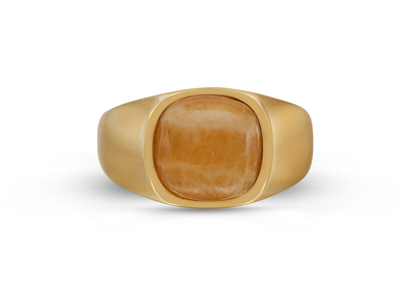 Yellow Lace Agate Stone Ring in Sterling Silver & 14k Yellow Gold Plating image number null