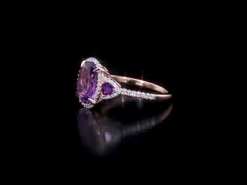 Diamond and Amethyst Ring in 14k Rose Gold image number null