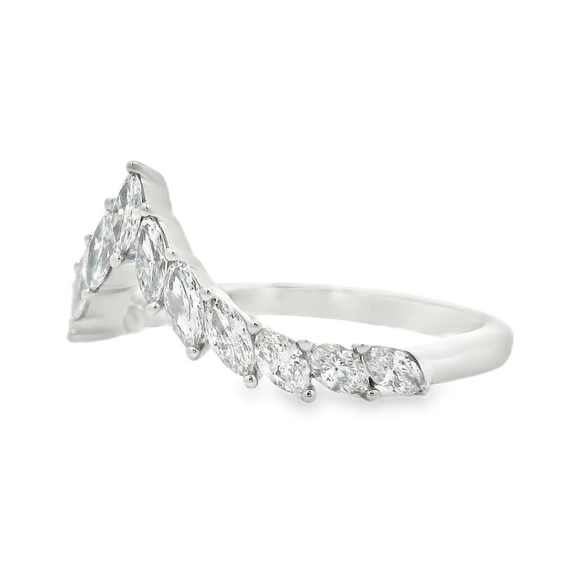 Marquise Diamond Chevron Contour Wedding Ring in 14k White Gold image number null