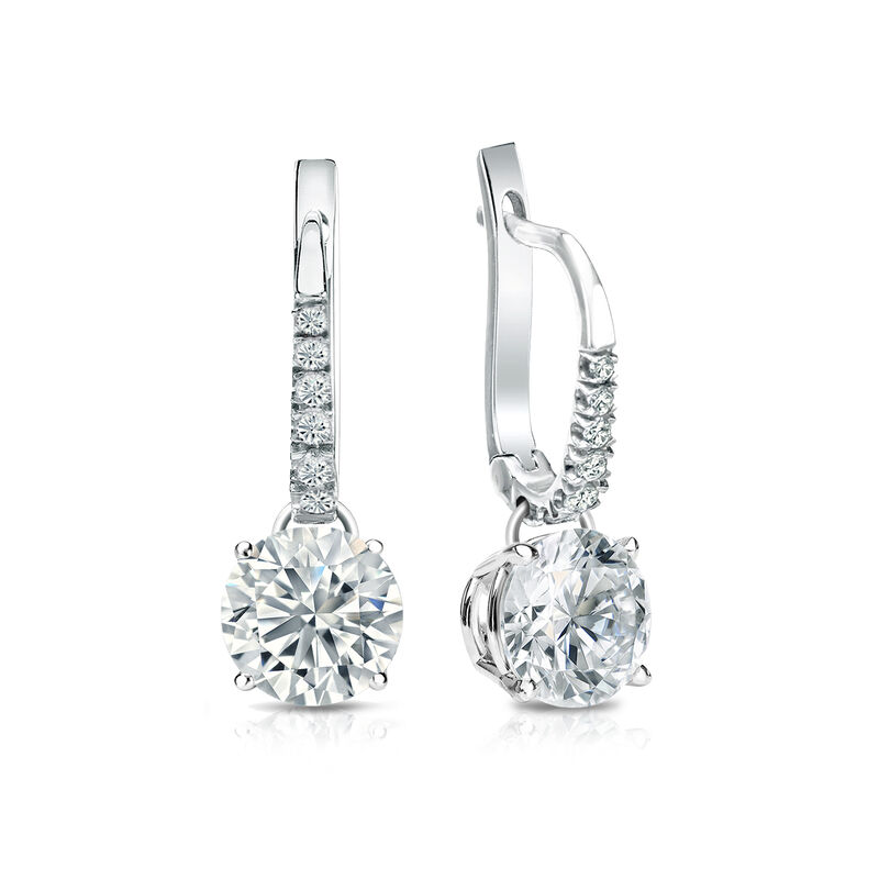 Diamond 1 1/2ctw. 4-Prong Round Drop Earrings in 14k White Gold I1 Clarity image number null