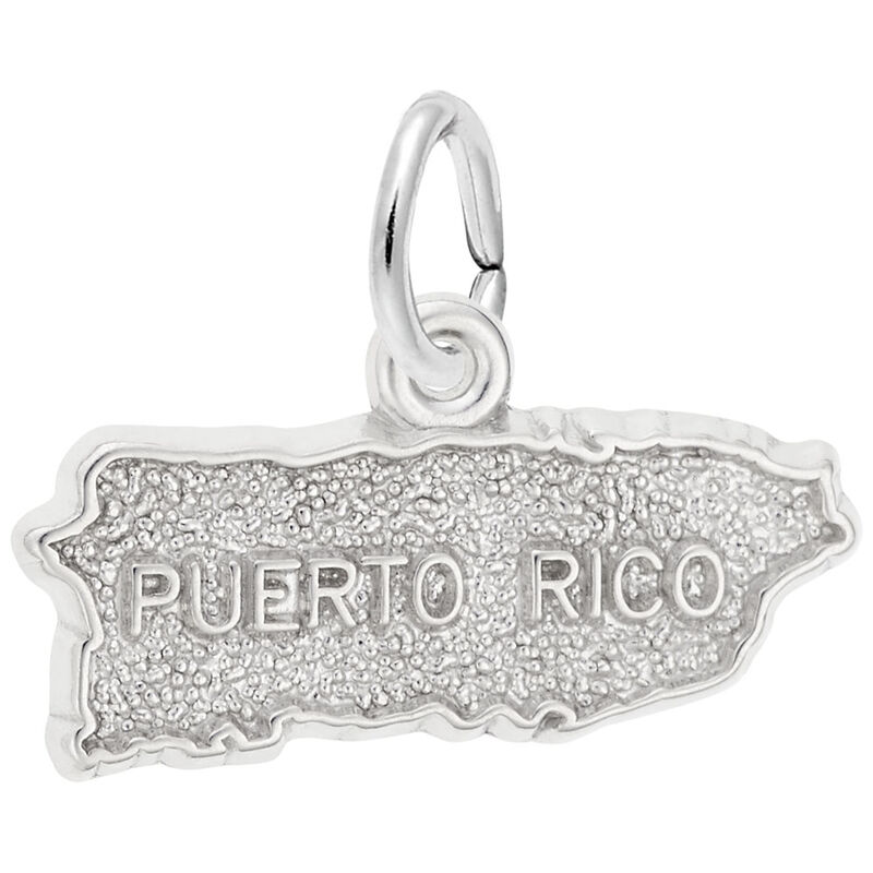 Puerto Rico Map Charm in 14k White Gold image number null
