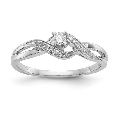 Bypass Twist Diamond Promise Ring in Sterling Silver