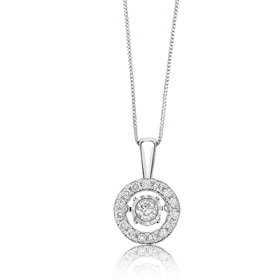 Diamond Beating Motion1/2ctw. Circle Halo Pendant in 14k White Gold