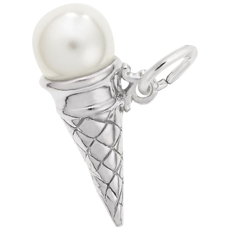 Ice Cream Cone Charm in 14K White Gold image number null