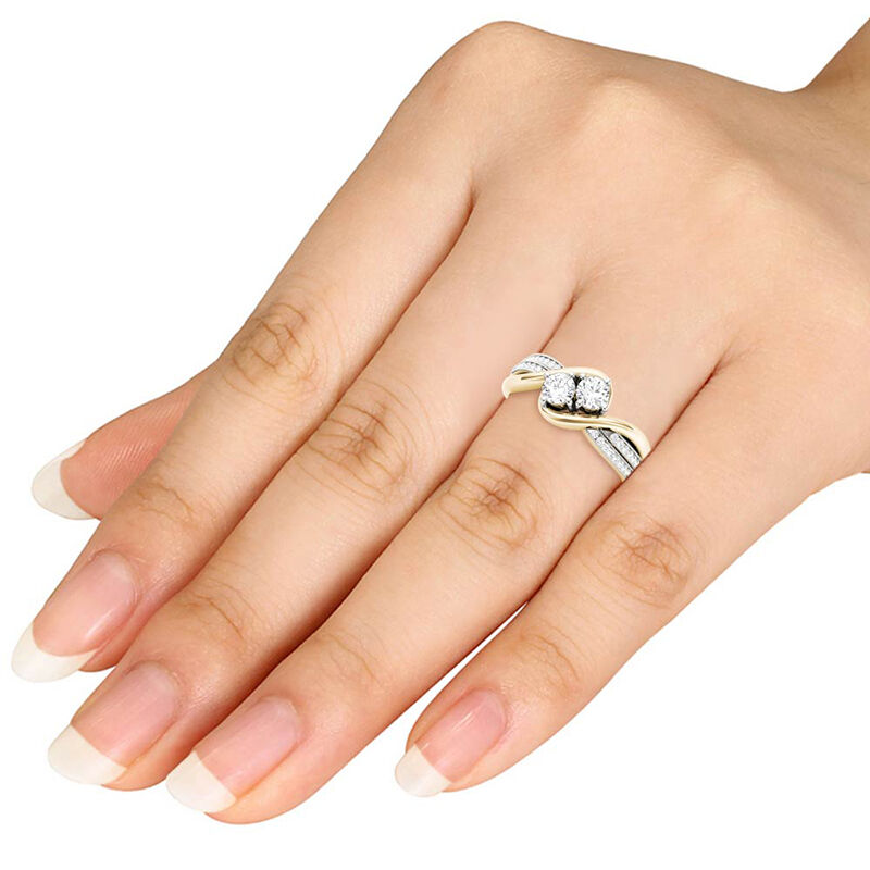 You & Me ½ct. Diamond 2 Stone Ring in 10k Yellow Gold image number null