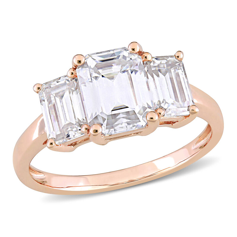 Hexagon-Cut Created White Moissanite Engagement Ring in 10k Rose Gold image number null