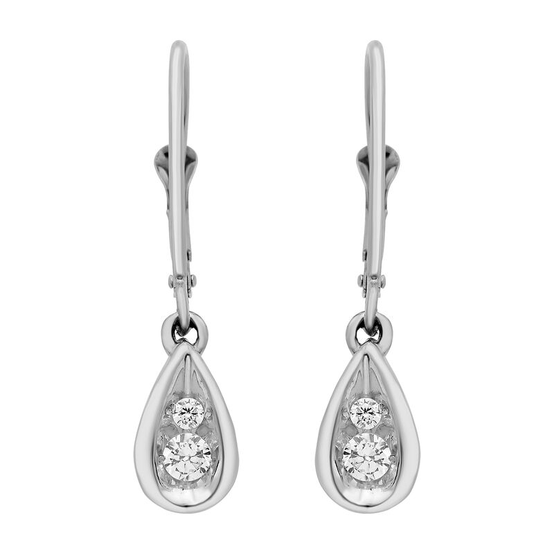 Two-Stone Pear Drop Earrings in 10k White Gold image number null