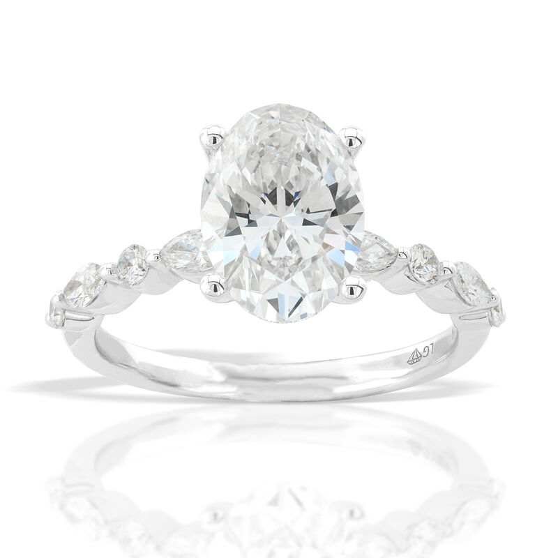 Lyric. Oval-Cut Lab Grown 2.40ctw. Diamond Engagement Ring in 14k White Gold image number null
