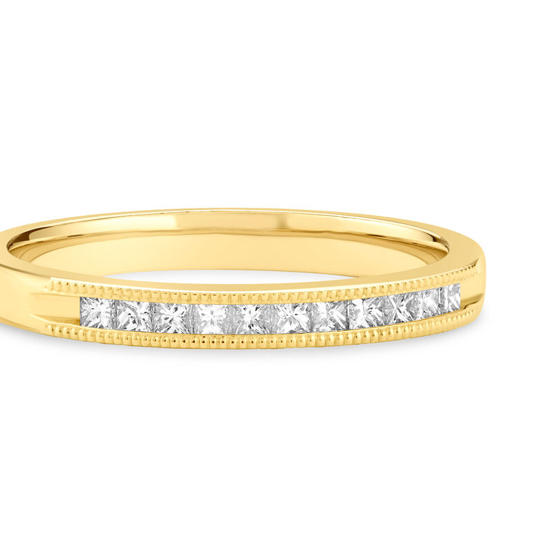Natural Diamond Princess Cut Milgrain Channel Anniversary Band in 14k Yellow Gold image number null